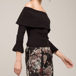 MOON RIVER Off The Shoulder Black Sweater